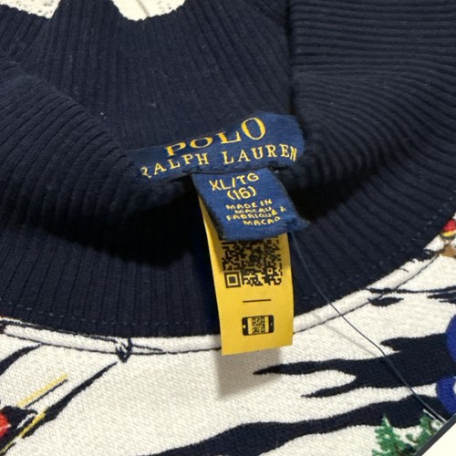 New Polo Ralph Lauren Ski Print Sweatshirt Sweater Navy Blue Boys Size XL (16) - Picture 4 of 6