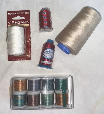 Lot Of 5-Threads- Madeira Polyneon 8X200m-Pearly Crown-Marathon-Virkgarn-Thread