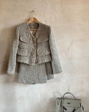 french tailor made suit set co-set size m tweed