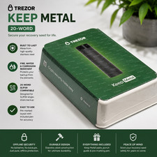 Trezor Keep Metal 20-word Crypto Hardware Wallet Backup, Fire & Water Resistant