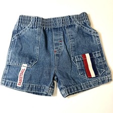 Vintage Disney Baby Denim Shorts 12M Basketball Patch Blue Jean Pocket USA