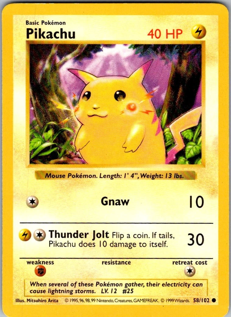 Pikachu Pokémon TCG Nintendo Base Set Individual Collectible Card