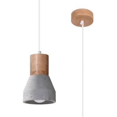 NEU Innen Deckenleuchte QUBIC Beton Holz Grau Natrholz E27 LED SOLLUX LIGHTING