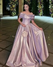 Pink Prom Dresses Strapless Corset Sparkling A-line Hem Evening Gowns