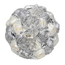 Wedding Bouquets Crystal Satin Rose Bride Bridal Bouquet Romantic Bridesmaid ...