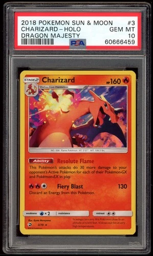Charizard Holo 3/70 PSA 10 Dragon Majesty Pokemon Card Game