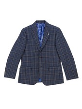 Nautica Men's Modern-Fit Plaid Tweed Sport Coat 42L, Blue 
