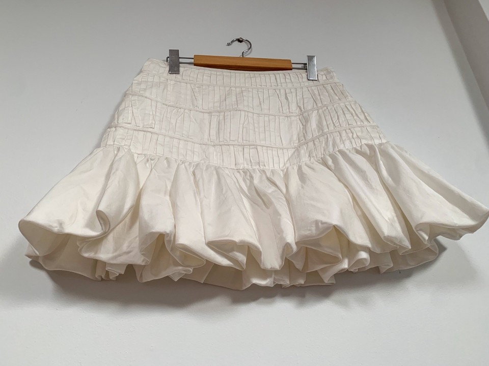 Aje La Vie Bubble Skirt, White/Ivory 100% Cotton, Lined, Size 16, RRP $290