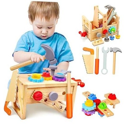 Kids Tool Set - 29 PCS Wooden Toddler Tool with Box, Montessori STEM