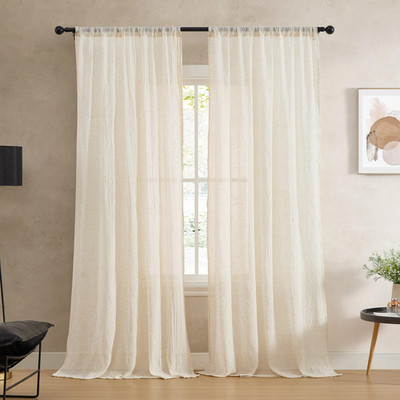 French Connection - Charter Crushed Window Curtain Set Of 2 Panels Semi Sheer