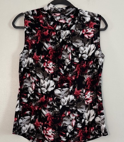 Tahari by ASL Floral Print Sleeveless Tie-neck Blouse Size S. Corpcore Preppy