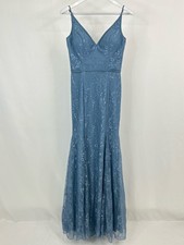 MORILEE Size 6 Blue Women Chantilly Lace with Zipper Back Maxi Formal Gown NWT