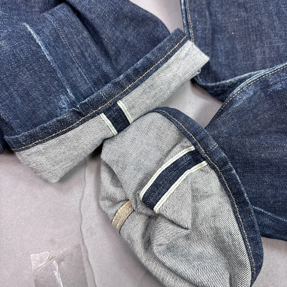 Levis 501 Jeans Mens 28x34 Blue Japanese Selvedge Green Line Raw Pant (Tag29x36) - Image 3 of 4