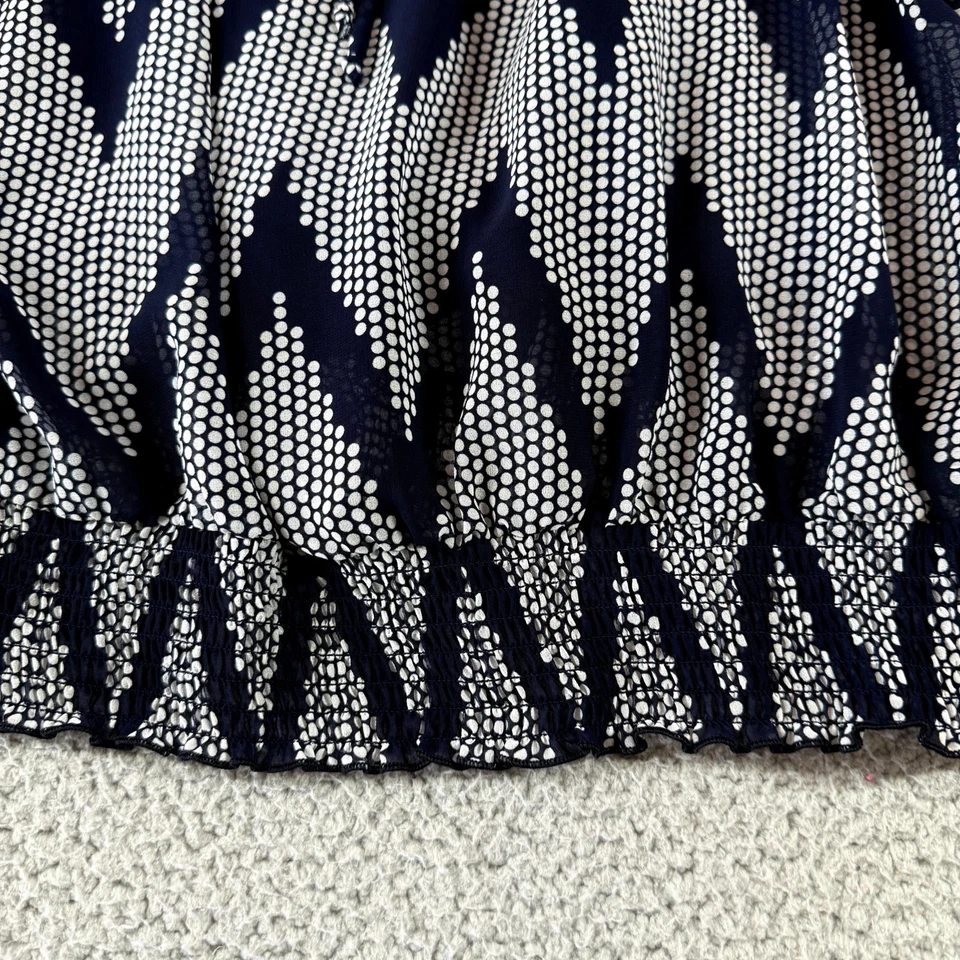 Blusa sin mangas IZ Byer para mujer manga 3/4 Chevron lunares azul talla L Foto 2 de 4