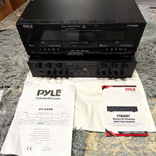 Pyle PT-649D Dual Cassette Deck Bluetooth High Speed Dubbing Noise Reduct Black