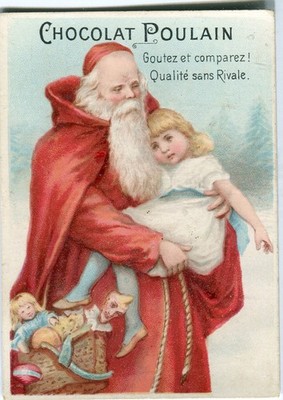 GlanzbilderOblaten scraps Karte Nikolaus Mädchen Geschenke Poulain 7,9 cm