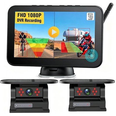 7'' Wireless Monitor DVR HD Rear View Solar Magnetic Camera BSD For RV  VAN Car
