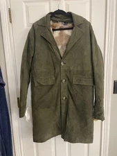 Wolfie Fur Men’s Green Suede leather Parka Coat 4-in-1  Fox Vest Interior