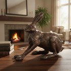 Paul Jenkins Crouching Hare Sculpture Cold Cast Bronze 15cm UK Artist