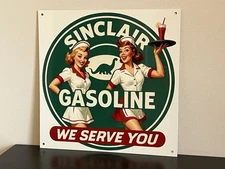 Hi Gloss Sinclair Gasoline Restaurant Pinup Girl Vintage  Style Metal Sign