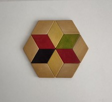Vintage Western Germany Handarbeit Holz Untersetzer Untersetzer