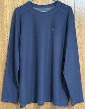 Tommy Bahama Waffle Knit Crewneck Pullover Marlin Fish Logo Blue Sweater
