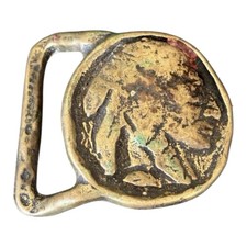 Vintage BUFFALO INDIAN HEAD NICKEL Native American Face Solid Brass Belt Buckle
