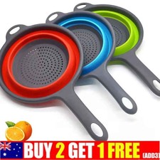 Collapsible Colander Strainer Sieve Long Handle Kitchen Cooking Baking Tool