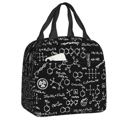 Unisex Chemistry Pattern Portable Lab Tech Cooler Food Insulated Lunch Bag