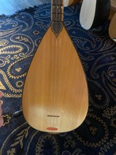 Mulberry baglama with port for amplifier, mother of pearl inlay