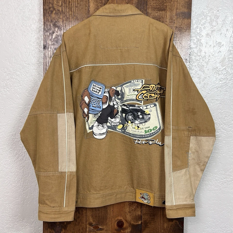 De Colección Traje Denim Azul Crudo XL Pantalón 36x32 Y2K Hip Hop Dinero Fiesta Gángster Clásico Foto 4 de 4