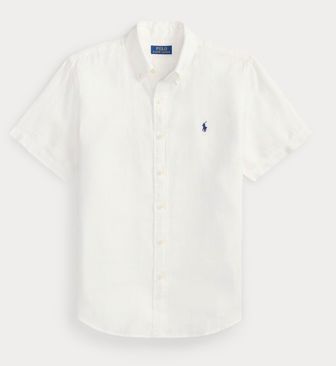 【超美品】POLO RALPH LAUREN BUTTON DOWN(ホワイト) Polo Ralph Lauren White 100% LINEN Short Sleeve Classic Button