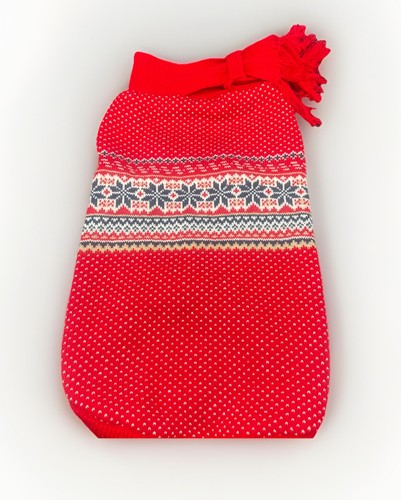 Top Paw Dog Red White Fair Isle Sweater W/ Scarf Sz L Holiday Cozy Winter