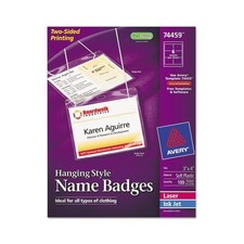 Avery Hanging Style Laser/Inkjet Name Badge Kit, 3" x 4", Clear Holders with ...