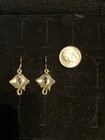 Stingray Gold Tone Dangle Earrings Blue Gem Inset — photo 2