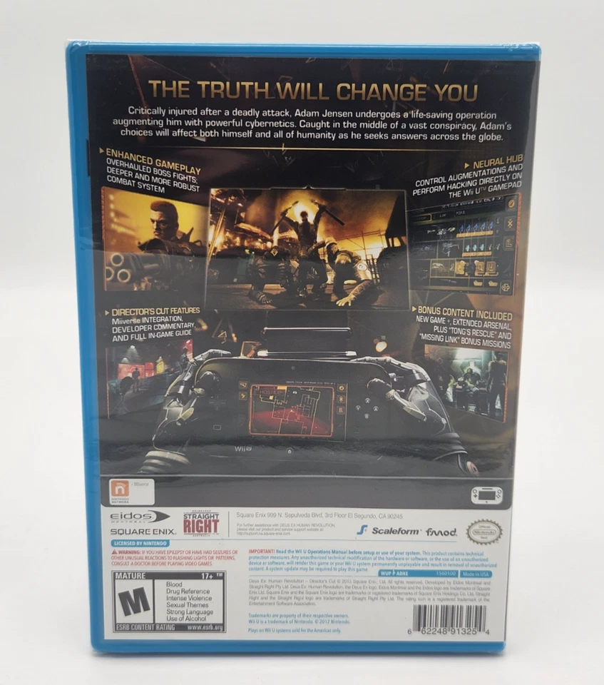 Deus Ex: Human Revolution - Director's Cut (Nintendo Wii U, 2013) New Sealed US - Image 2 of 4