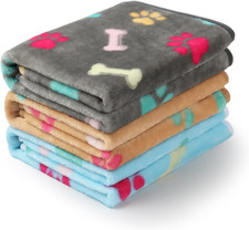 Luciphia 1 Pack 3 Blankets Fluffy Premium Fleece Pet Blanket Flannel Paw Printed
