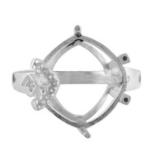 Semi Mount Ring Cushion 15MM Checkerboard Cut Wedding Ring 925 Sterling Silver