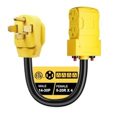 Dryer Adapter 30 Amp 240V to 20 Amp 15 Amp 110V Adapter, NEMA 14-30P to 4X 5