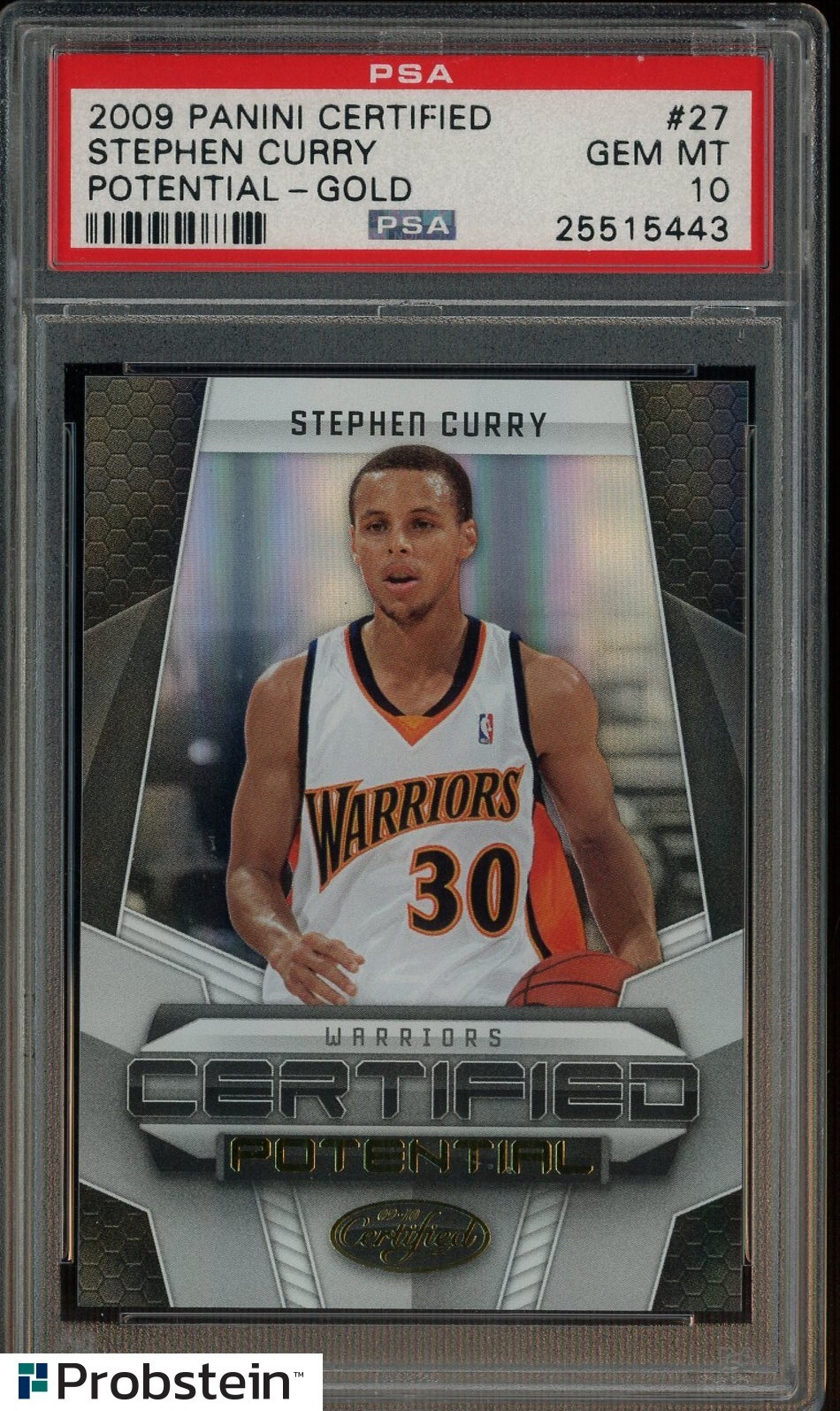 2009-10 Panini Certified Potential Gold #27 Stephen Curry RC Rookie 10/25 PSA 10 view 1