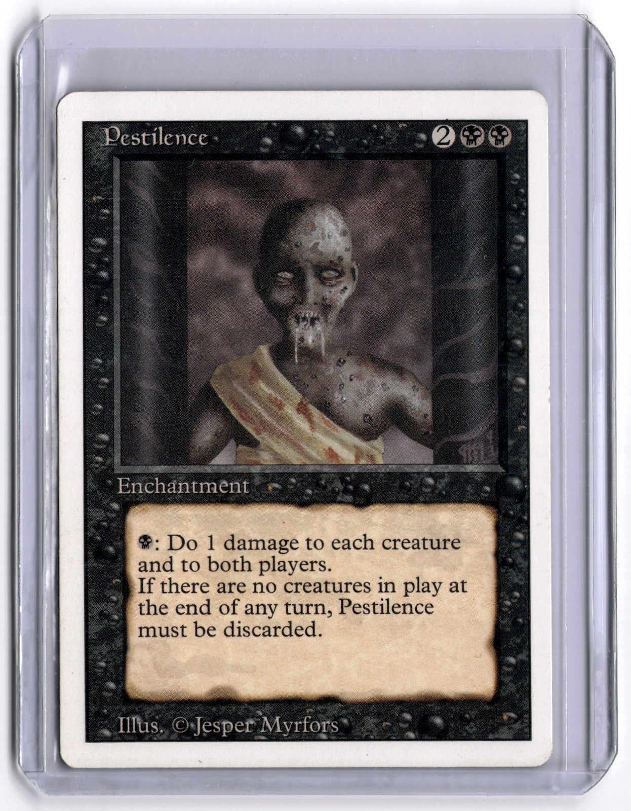 MTG Pestilence Revised Edition Black Enchantment White Border 1994 Magic Card