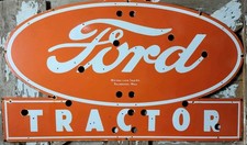 VINTAGE FORD PORCELAIN SIGN OLD 48" NEON SKIN FARM TRACTOR DEALER SALES SERVICE