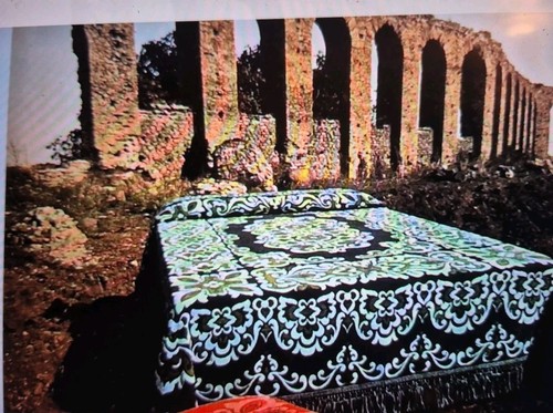 RARE VTG 60s Sears Bellissimo Italy Green Pattern Bedspread/ Coverlet/ Blanket - Picture 2 of 24