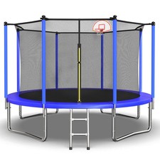 12ft Trampoline with Basketball Hoop, Safety Enclosure Net, Ladder