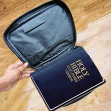 Black Genuine Leather Bible Organizer Book Cover Large Carrying Case USA SELLER