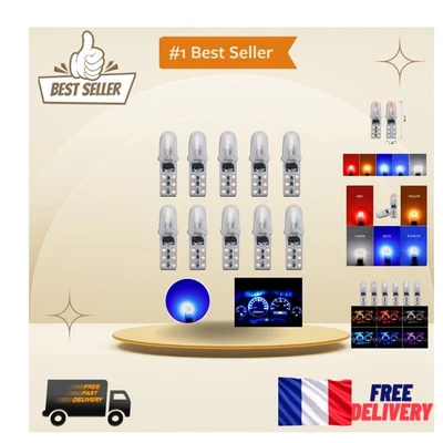 Ampoules LED T5 12V, 40LM, Pack de 10 - Éclairage Bleu Énergétiquement Efficace - Photo 1/4