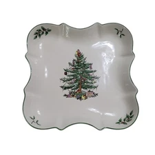 Spode Christmas Tree Devonia Ceramic Tray 8" Square Candy S3324-A10