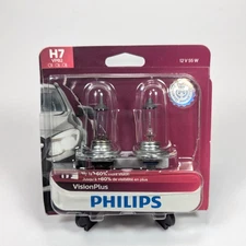 Philips Vision Plus H7 55W Headlight Bulb Upgrade Replacement (2 Pack) OPEN BOX
