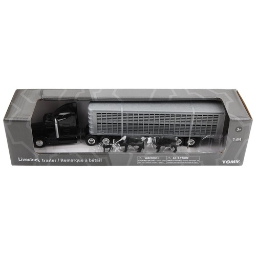 ERTL 1/64 Black Semi Truck with Cattle Trailer and Cattle 45967 - Picture 9 of 9