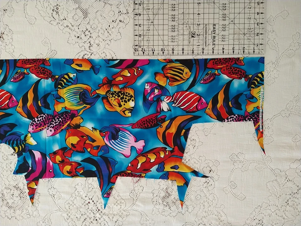 REMNANT Alexander Henry Fabrics Collection 1993 Tropical Fish Colorful 12x17 + - Image 4 of 4